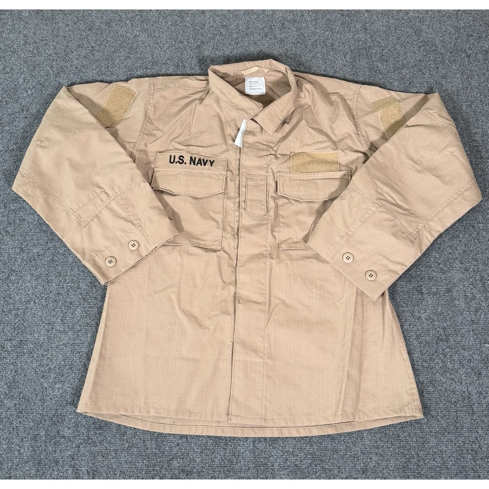 US Military US Navy Flame Resistant Coat Jacket Men Medium Regular Beige Uniform